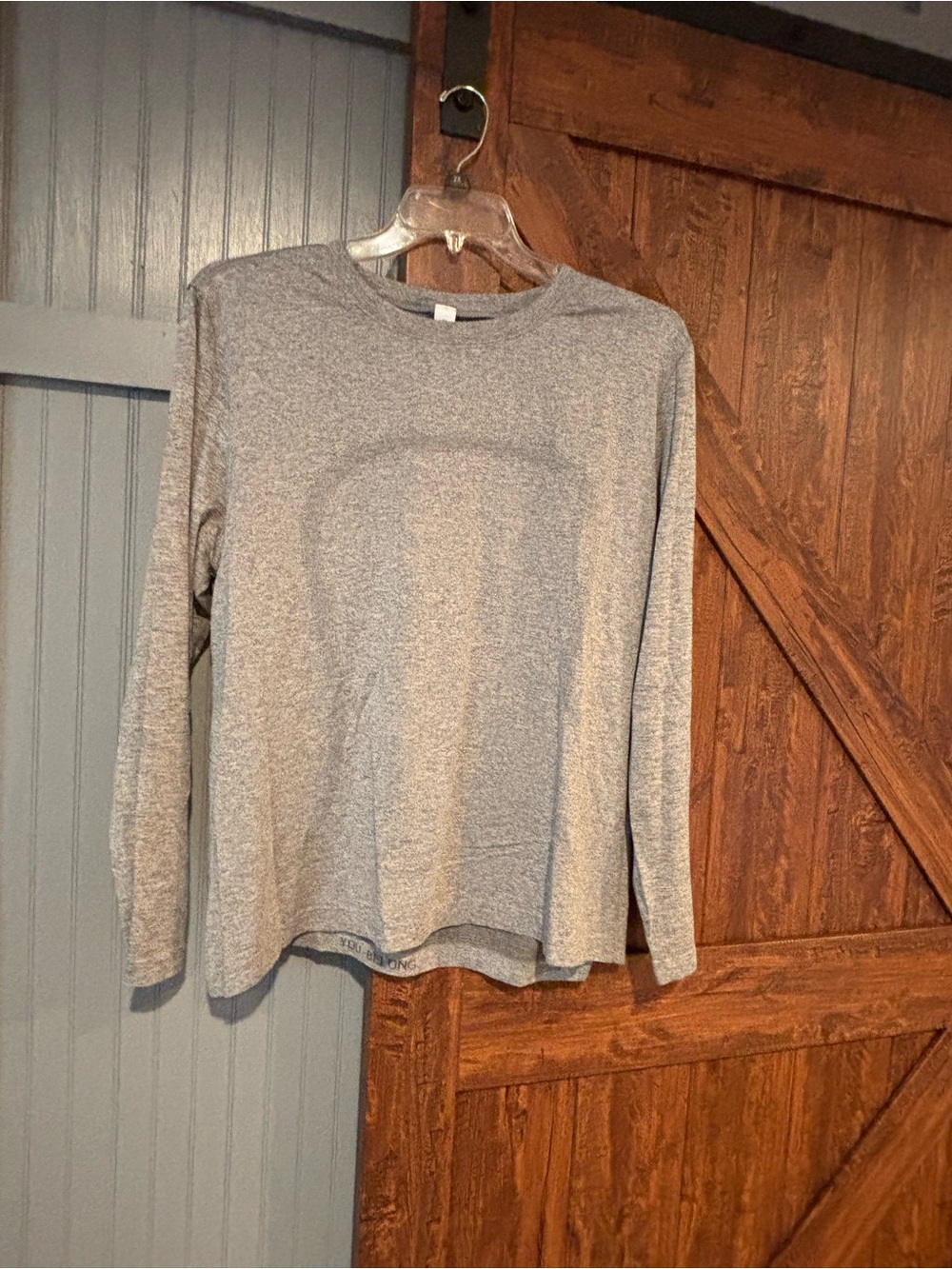 lululemon athletica Heather Gray crew Neck Active Top